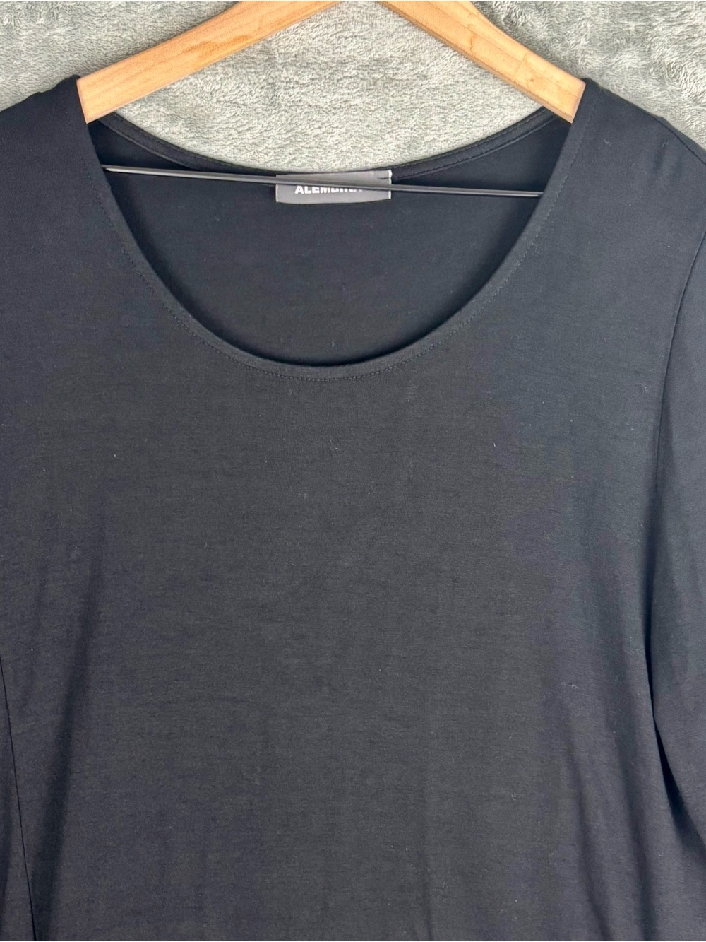 Alembika Tunic Top Women (3) Large Black Long Sleeve Asymmetrical Hem Relaxed - Picture 5 of 8